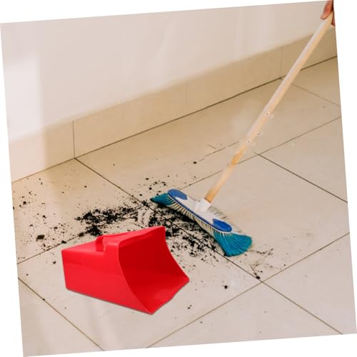 Mobestech Garbage Cleaning Dustpan Garden Dustpans Trash Cleaning Shovels Industrial Dustpan Upright Pans Kitchen Dustpans Small Dust Pan Lobby Dustpan Dust Pan for Home Cleaning Plastic Red