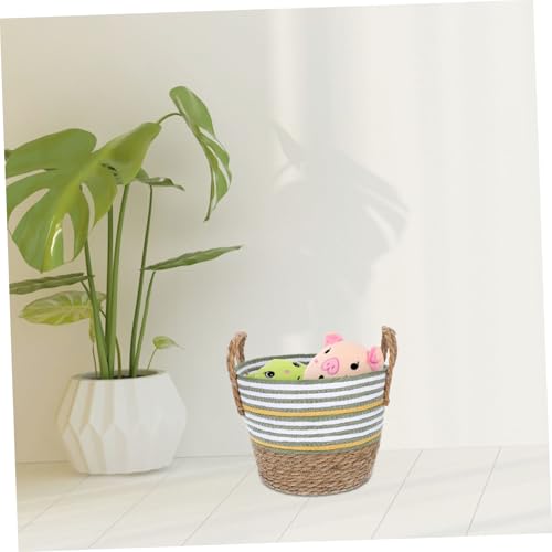 QUMIIRITY Rattan Storage Basket Woven Laundry Basket Waters Hyacinth Basket Woven Hamper Seagrass Belly Baskets Wicker Trash Can Woven Garbage Can Jute Planter Office Trash Bin