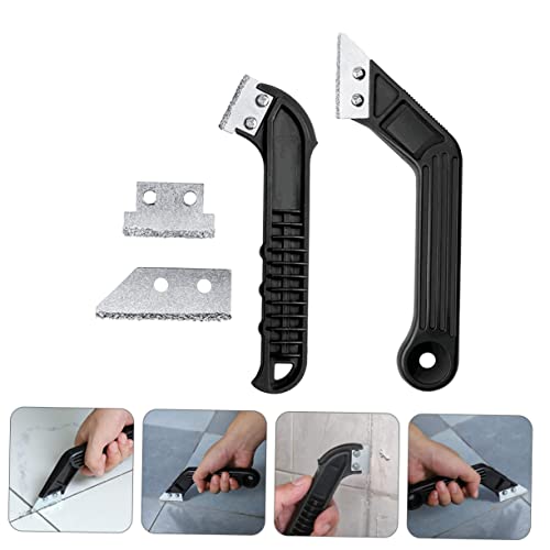 Amosfun 1 Set Bevel Corner Scraping Light Shades for Downlights Floor Clean Scraper Cutter Grout Rake Tool Window Cleaning Squeegee Paint Scraper Grout Cleaning Window Squeegee Black Alloy