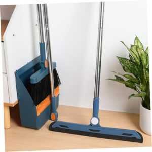 BUTIFULSIC 1 Set Folding Broom Set Dustpan Stand up Broom Cleaning Mop Push Broom Heavy Duty Floor Sweeper Broom with Dust Pan Angle Broom Foldable Broom Dust Pan Broom Blue Plastic