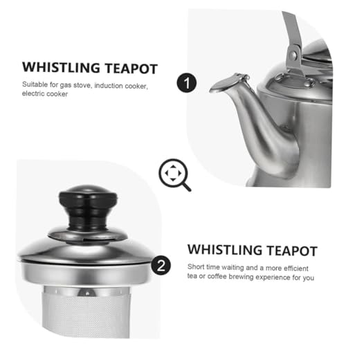 GREENADSCAPE 1pc Stainless Steel Kettle Teakettle Steel Tea Kettle Portable Espresso Coffee Machine Japanese Teapot Whistling Teapot Small Stove Practical Kettle Filter Silver