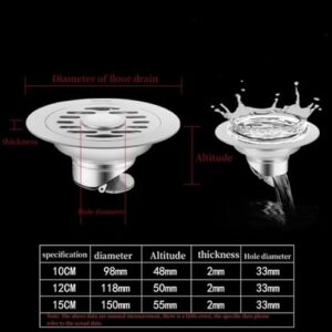 Stainless Steel Floor Drains Strainer Cover Drainer Bathtub Sewer Round Floor Drains Kitchen Bathroom Hardware Fitting 1Pcs(15cm-Single)