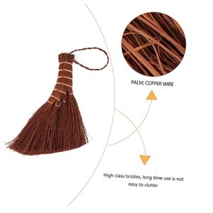 ORFOFE 2 Pcs Mini Brown Broom Hand Sweeping Whisk Natural Palm Broom Counter Cleaner Car Broom Portable Sweeper Broom Cleaning Toys Broom for Small Cleaning Broom Brooms Brown Silk