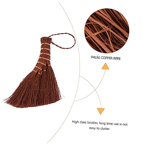 ORFOFE 2 Pcs Mini Brown Broom Hand Sweeping Whisk Natural Palm Broom Counter Cleaner Car Broom Portable Sweeper Broom Cleaning Toys Broom for Small Cleaning Broom Brooms Brown Silk