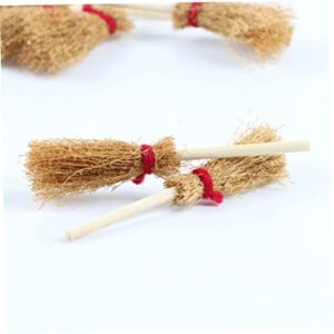 Gogogmee 30 Pcs Broom Witch Hanging Halloween Broom Toys Embellishment Witch Broom Costume Miniature Straw Broom Toys for Halloween Decor Mini Witch Broom Children’s Toys Broomsticks Wooden