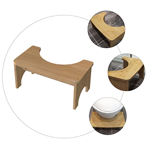 BESTonZON 1pc Toilet Stool Toilet Seat Stool Step Stools Kid Potty Stools for Home Toilet Seat Step Stool Foot Support Tool Bathroom Chair Portable Toilet Wooden Footstool Khaki