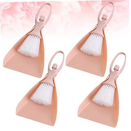 COLLBATH 4 Sets Household Supplies Mini Broom and Dustpan Set Portable Cleaning Set Whisk Brooms Cleaning Brushes Gadget Cleaning Utensils Lecrueset Pans Desktop Cleaner Cleaning Tools Pink