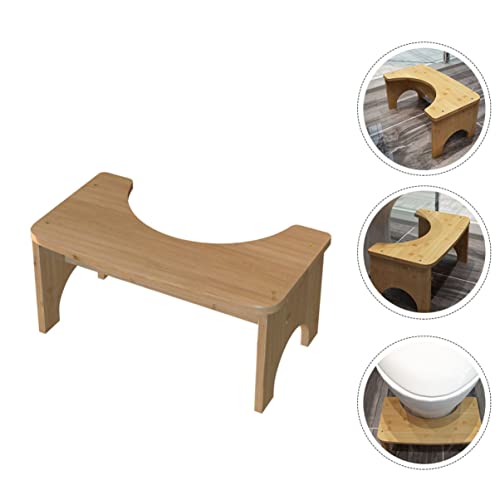 BESTonZON 1pc Toilet Stool Toilet Seat Stool Step Stools Kid Potty Stools for Home Toilet Seat Step Stool Foot Support Tool Bathroom Chair Portable Toilet Wooden Footstool Khaki