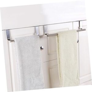 DRESSOOS Kitchenwares Hanging Shelf Easy Installation Towel Rack Kitchen Utensil Hanger Cleaning Cloth Hanger Kitchen Towel Bar Kitchen Utensils Towel Bar Traceless Towel Shelf Silver