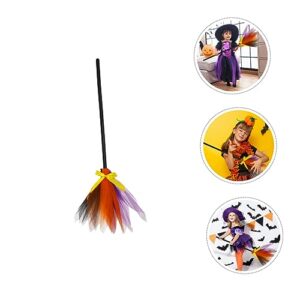 KONTONTY Mesh Plastic Wicked Witches Broom Halloween Broomstick Halloween Broomstick Ornament Halloween Broomstick Decorations