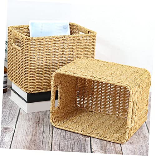 SOESFOUFU Fruit Baskets for Storage Basket for Table Woven Basket for Blankets Home Organizer Khaki Pp