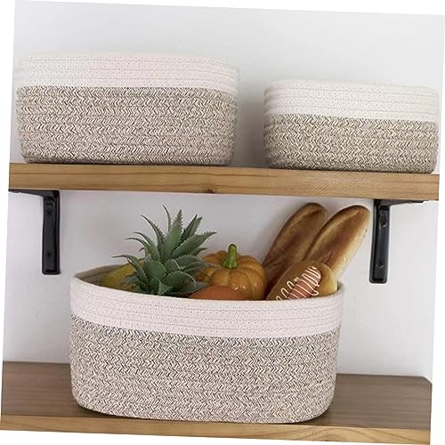 KOMBIUDA 3pcs Makeup Baskets Cotton Rope Storage Basket Desktop Snack Baskets Cotton Rope Storage Basket