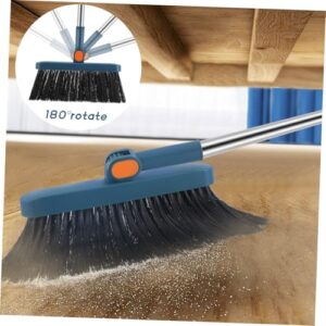 BUTIFULSIC 1 Set Folding Broom Set Dustpan Stand up Broom Cleaning Mop Push Broom Heavy Duty Floor Sweeper Broom with Dust Pan Angle Broom Foldable Broom Dust Pan Broom Blue Plastic