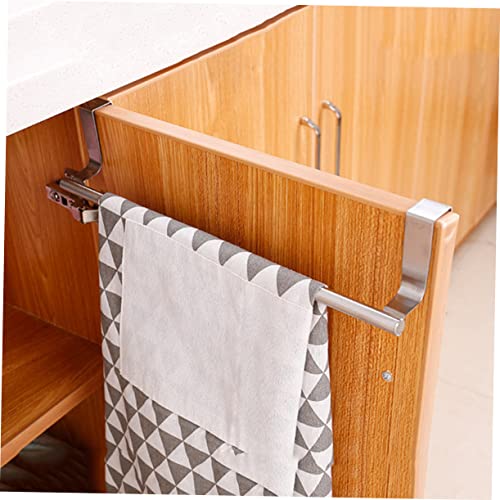 DRESSOOS Kitchenwares Hanging Shelf Easy Installation Towel Rack Kitchen Utensil Hanger Cleaning Cloth Hanger Kitchen Towel Bar Kitchen Utensils Towel Bar Traceless Towel Shelf Silver