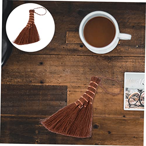 ORFOFE 2 Pcs Mini Brown Broom Hand Sweeping Whisk Natural Palm Broom Counter Cleaner Car Broom Portable Sweeper Broom Cleaning Toys Broom for Small Cleaning Broom Brooms Brown Silk