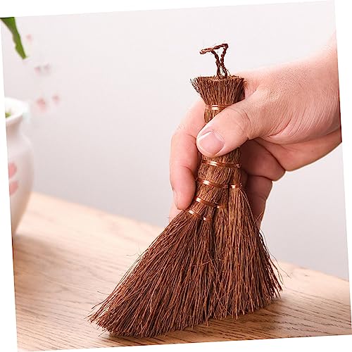 ORFOFE 2 Pcs Mini Brown Broom Hand Sweeping Whisk Natural Palm Broom Counter Cleaner Car Broom Portable Sweeper Broom Cleaning Toys Broom for Small Cleaning Broom Brooms Brown Silk