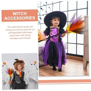 KONTONTY Mesh Plastic Wicked Witches Broom Halloween Broomstick Halloween Broomstick Ornament Halloween Broomstick Decorations