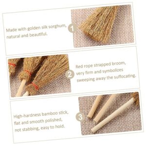 WHAMVOX 120 Pcs Mini Red Rope Broom 24pcs (Large Broom) Wizard Decor Small Decoration Mini Straw Brooms Broom Decoration Brooms for Sweeping Indoor Home Decor Broom Pendant Pine Wood Brown