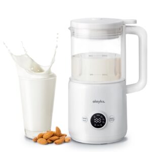 automatic nut milk maker, 20 oz soy milk maker machine for homemade almond/oat/soy, plant-based milk and dairy beverages, 12 blades almond milk maker with delay start/boil/self-cleaning, white