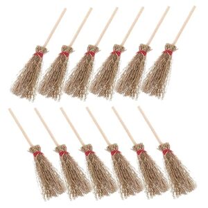 coolhiya 12pcs mini wizard broom miniature broom dollhouse broom broomstick witch broom prop toy mini brooms for crafts broom witch hanging halloween decor wizard accessory walls wooden