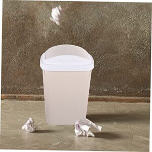 HOMOCONO Household Flip Trash Can Waste Bin for Bedroom Large Lidded Buckets Dustbin Lid Trash Bucket Trash Bin with Lid Bedside Trash Bin Pantry Clear Pp Beige