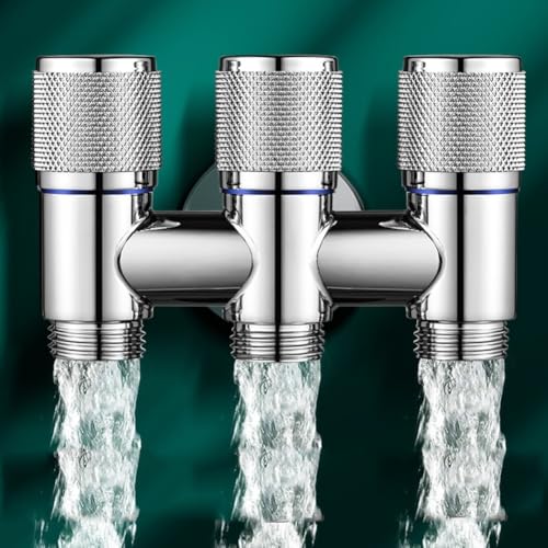 1-In-3-Out Control Valve Water Diversion Valve Toilet Hand Held Bidet Sprayer for Toilet for Bathroom Toilet, Separate Rotary Switch Control, For Bidet Sprayers(Gray-With Spout)