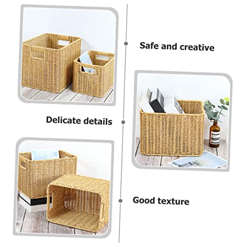 SOESFOUFU Fruit Baskets for Storage Basket for Table Woven Basket for Blankets Home Organizer Khaki Pp