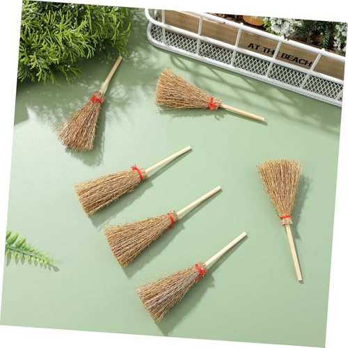 COOLHIYA 10pcs Halloween Broom Toys Miniature Broom Accessory Halloween Hanging Embellishment Mini Witches Broomstick Toys for Mini Brooms Broomsticks Mini Straw Broom Alien Dustpan Outdoor