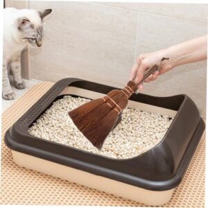 Healeved 1 Set Pet Cleaning Tool Desktop Waste Cleaning Tool Litter Scooper and Duster Desktop Dust Cleaner Outdoor Dustpan Mini Cleaning Broom Pet Cage Cleaning Tool Stainless Steel Brown