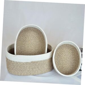 KOMBIUDA 3pcs Makeup Baskets Cotton Rope Storage Basket Desktop Snack Baskets Cotton Rope Storage Basket