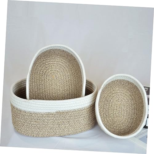 KOMBIUDA 3pcs Makeup Baskets Cotton Rope Storage Basket Desktop Snack Baskets Cotton Rope Storage Basket