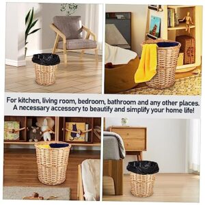 Levemolo 1pc Rattan Trash Can Multi-Purpose Wicker Basket Rattan Garbage Bin Wicker Storage Rustic Trash Can Kitchen Trash Bin Outside Trash Can with Lid Garbage Can with Lid Coffee