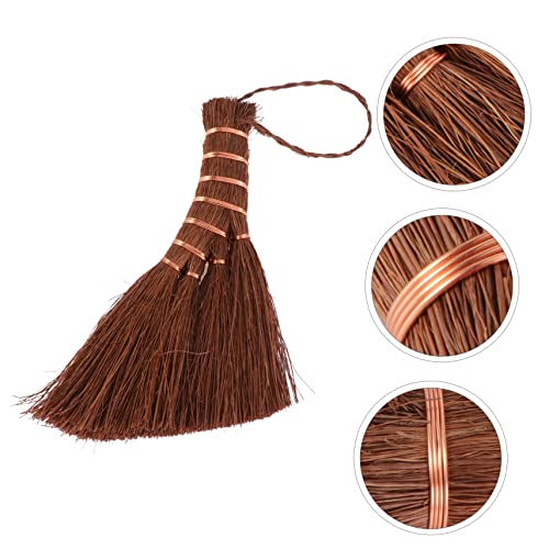 ORFOFE 2 Pcs Mini Brown Broom Hand Sweeping Whisk Natural Palm Broom Counter Cleaner Car Broom Portable Sweeper Broom Cleaning Toys Broom for Small Cleaning Broom Brooms Brown Silk