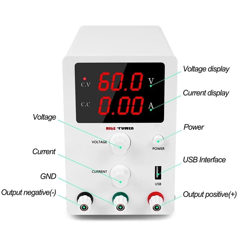 DC Regulated Power Supply, R-SPS605 60V 5A, Digital Adjustable Switching USB Interface Power Source