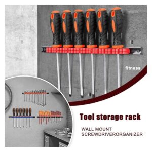 Plastic Wrench Screwdriver Organizer Rail Rack Storage Holder Garage Workshops Hardware Tool Display Hanger ABS Wall Mount(Red)