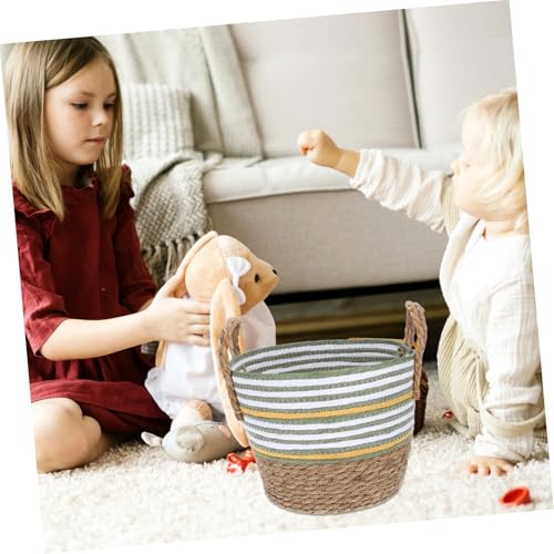 QUMIIRITY Rattan Storage Basket Woven Laundry Basket Waters Hyacinth Basket Woven Hamper Seagrass Belly Baskets Wicker Trash Can Woven Garbage Can Jute Planter Office Trash Bin