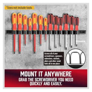 Plastic Wrench Screwdriver Organizer Rail Rack Storage Holder Garage Workshops Hardware Tool Display Hanger ABS Wall Mount(Red)