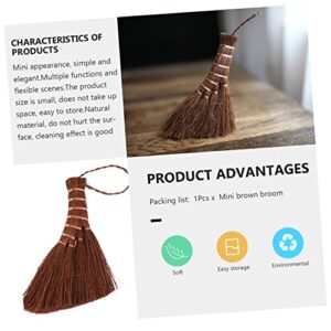 ORFOFE 2 Pcs Mini Brown Broom Hand Sweeping Whisk Natural Palm Broom Counter Cleaner Car Broom Portable Sweeper Broom Cleaning Toys Broom for Small Cleaning Broom Brooms Brown Silk