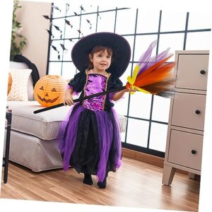 KONTONTY Mesh Plastic Wicked Witches Broom Halloween Broomstick Halloween Broomstick Ornament Halloween Broomstick Decorations