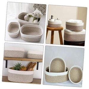 KOMBIUDA 3pcs Makeup Baskets Cotton Rope Storage Basket Desktop Snack Baskets Cotton Rope Storage Basket