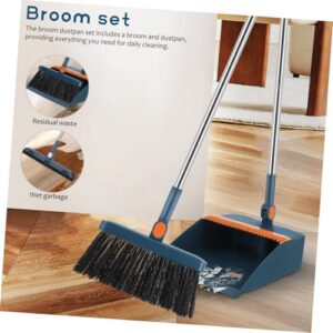 BUTIFULSIC 1 Set Folding Broom Set Dustpan Stand up Broom Cleaning Mop Push Broom Heavy Duty Floor Sweeper Broom with Dust Pan Angle Broom Foldable Broom Dust Pan Broom Blue Plastic