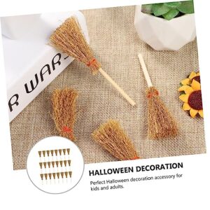 WHAMVOX 120 Pcs Mini Red Rope Broom 24pcs (Large Broom) Wizard Decor Small Decoration Mini Straw Brooms Broom Decoration Brooms for Sweeping Indoor Home Decor Broom Pendant Pine Wood Brown