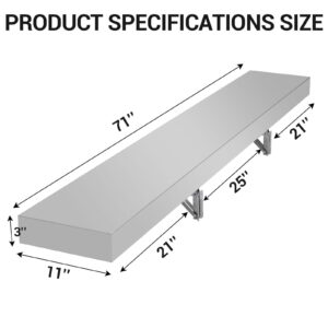 PrecisionAuto Concession Shelf 71" L x 11" W - 304 Stainless Steel Folding Serving Shelf, Wall Mount Shelving, Ideal for Food Truck, Grill Area, BBQ Table, Restaurant