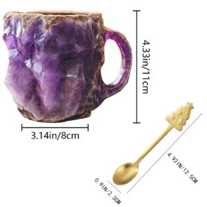 ERHNGL Mineral Crystal Coffee Mug, 2024 New Elegant Multi-Colored Mineral Crystal Mug, Mineral Coffee Mug with Coffee Spoon, Crystal Coffee Mug, Perfect Pink 1pcs