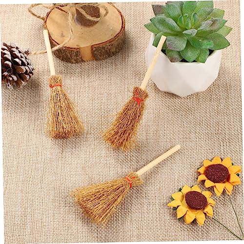 WHAMVOX 120 Pcs Mini Red Rope Broom 24pcs (Large Broom) Wizard Decor Small Decoration Mini Straw Brooms Broom Decoration Brooms for Sweeping Indoor Home Decor Broom Pendant Pine Wood Brown