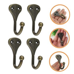 PRETYZOOM 1set Wall-Mounted Coat Hook Heavy Duty Hooks for Hanging Bedroom Wall Hook Multi Hanger Wall Hook Rack Towel Hook for Wall Heavy Duty Clothes Hanger Wall Mounted Hooks Zinc 4pcs