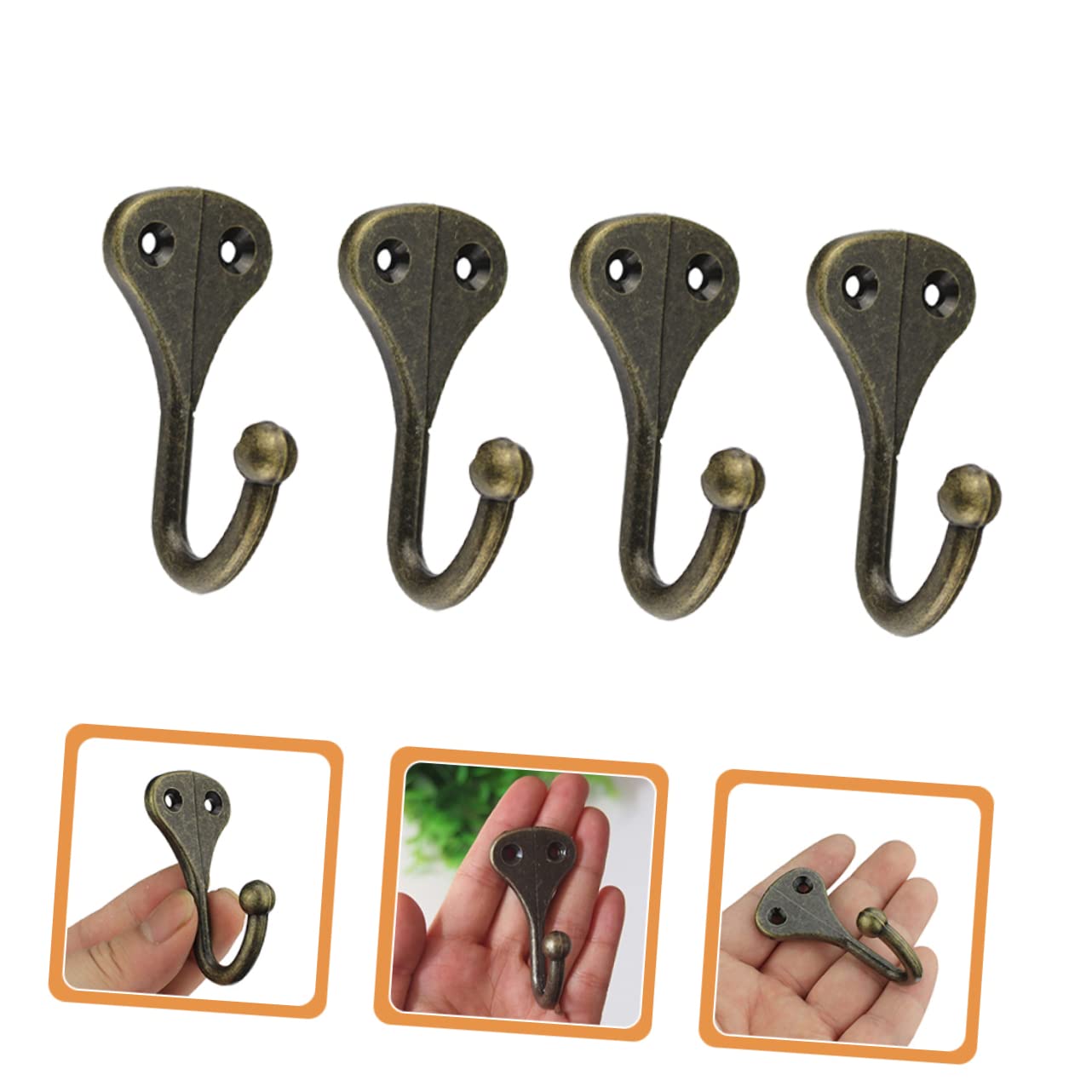 PRETYZOOM 1set Wall-Mounted Coat Hook Heavy Duty Hooks for Hanging Bedroom Wall Hook Multi Hanger Wall Hook Rack Towel Hook for Wall Heavy Duty Clothes Hanger Wall Mounted Hooks Zinc 4pcs