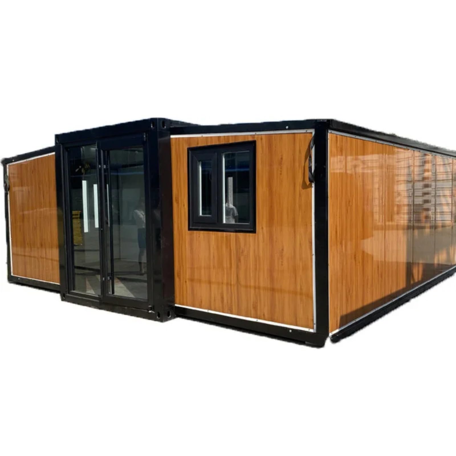 40FT Tiny House to Live in,Portable Prefab House with 3 Bedroom 1 Full Equipped Bathroom and Kitchen,Foldable Mobile Home with Steel Frame,Prefabricated Expandable Container House for Living