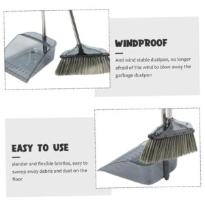 HOMOCONO 1 Set Broom Dustpan Long Handle Broom Dust Sweeper Stainless Steel Pet Hair The Pet Housekeeping Broom