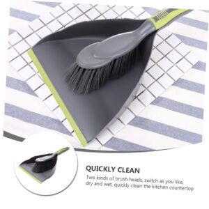 Healeved 1 Set Broom Cleaning Brush Cleaning Broom Dustpan with Handle Car Cleaner Dustpan Brush Broom Cleaning Tool Duster Keyboard Broom Keyboard Cleaning Tabletop Dustpan Shovel Green Pp